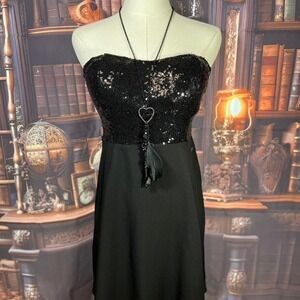 Guess Strapless Black Sequin Bodice Chiffon Cocktail Dress / Party Formal /Small